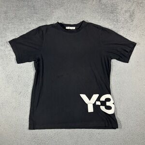 Adidas Y-3 Yohji Yamamoto Logo Black T-shirt Mens Medium Short Sleeve #3236